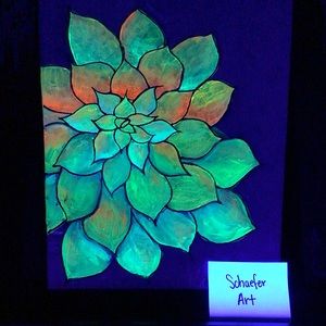Blacklight - Neon Succulent - Fun Art - Wall Decor